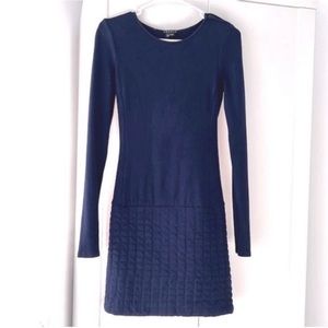 Theory Long Sleeve Navy Quilted Dress